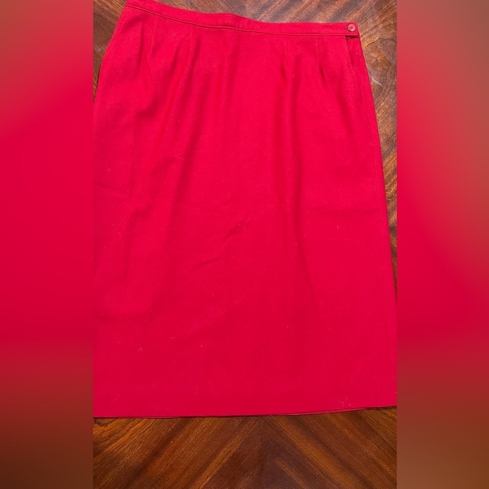 Vtg Pendleton Red 100% Virgin Wool Skirt Womens Size 18 USA Midi A-Line *read*